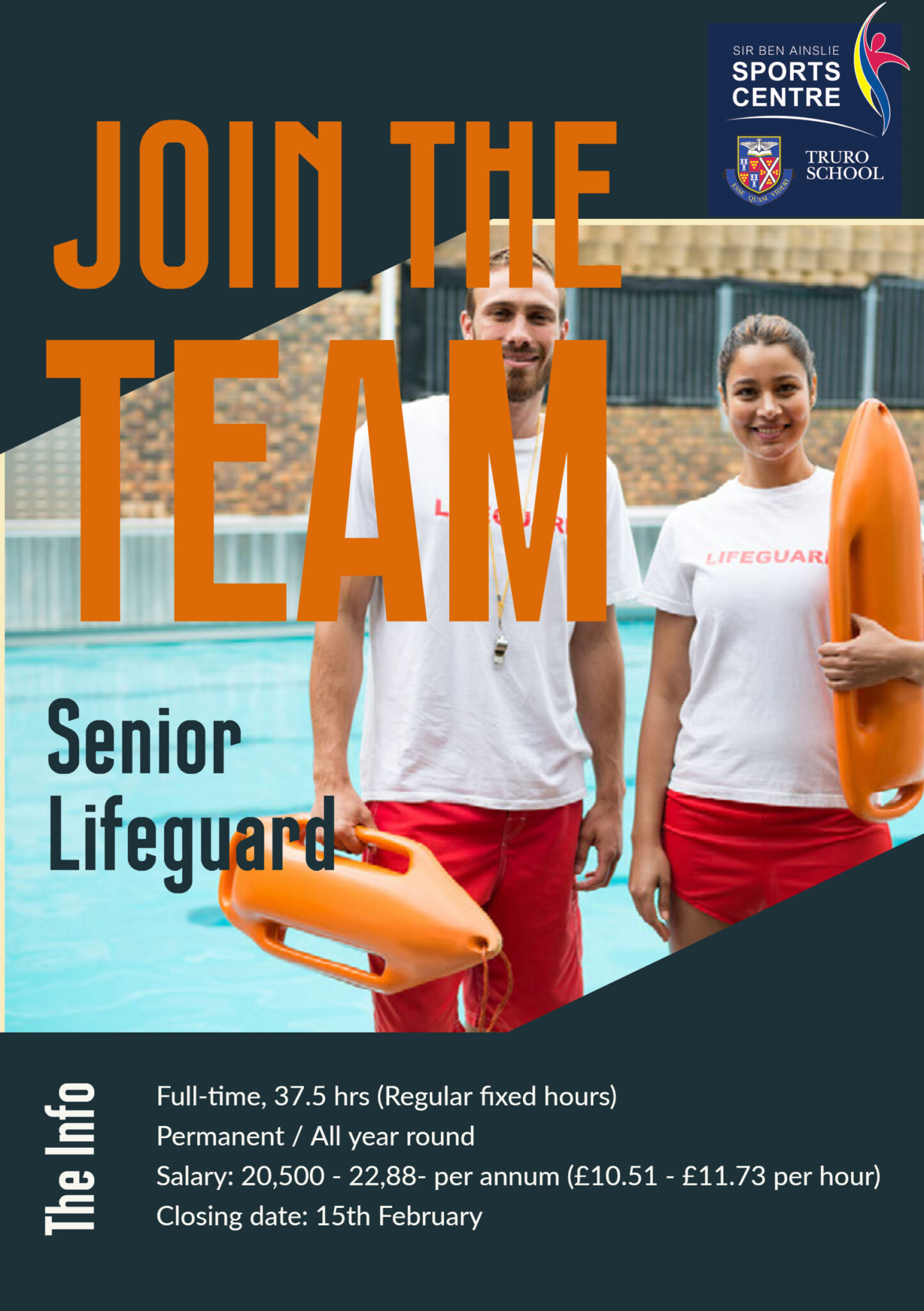 Senior Lifeguard job opportunity Sir Ben Ainslie Sports Centre